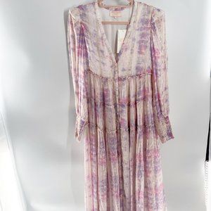 Rococo Sand Rococo Sand Etre Metallic Shimmer Pink Maxi Dress Size XS NWT